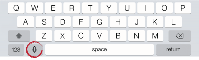 on the iphone and ipad the dictation icon will appear on your keyboard