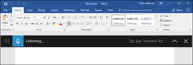 windows 10 speech to text in word