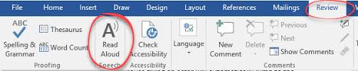 the read aloud feature in Word is a great way to listen to content in a word document.