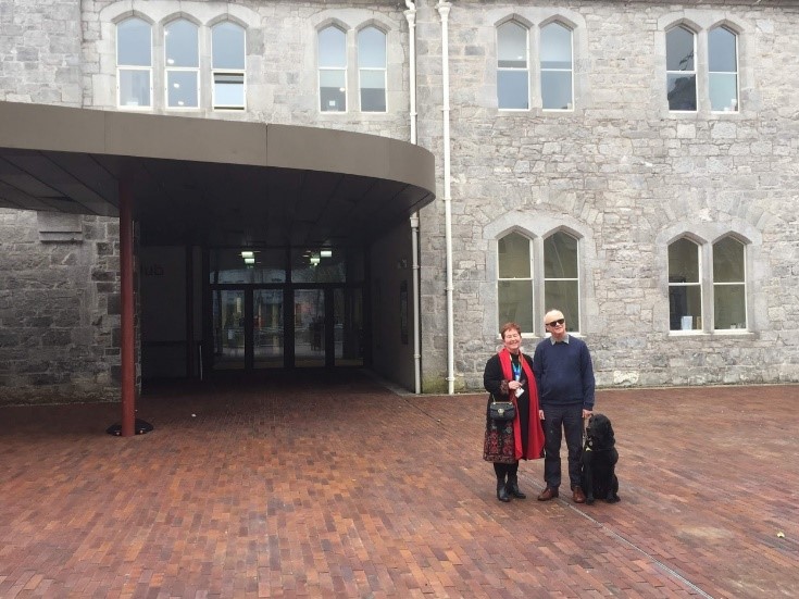 Photo which depicts Marian, Brian and Enzo outside the Hub building UCC, which now houses the Disability Support Service (DSS) and is adjacent to CIRTL.