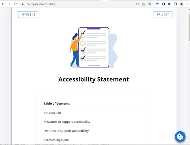 Graphical user interface, application showing accessibility statement. 
