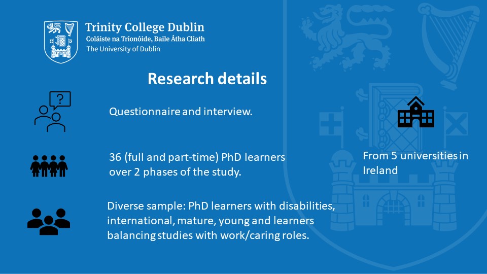 36 full and part-time PhD candidates from 5 universities in Ireland completed the questionnaire and interview for this study.