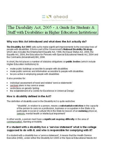 Guide: The Disability Act 2005 (PDF)